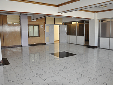 Interior office design with tiles on the floor