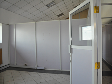 Interior office design with entry view